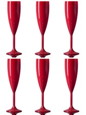 Champagne Flute Red - Reusable Polycarbonate Plastic - 187ml/6.6oz - Pack of 6