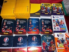 Collection Of Empty Panini Sticker Tins Storage Boxes Euros World Cup Premier