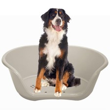 Grey Plastic Pet Bed Heavy Duty Waterproof Cat Dog Basket Large Comfortable
