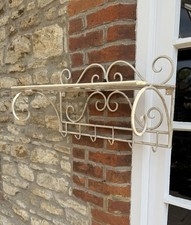 Vintage Wrought Iron Wall Mounted Coat Rack Shelf & Hooks Farmhouse Shabby Chic
