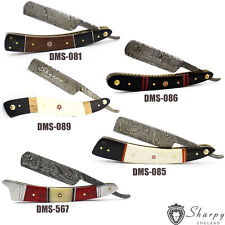 Luxury Damascus Steel Straight Razor Cut Throat Salon Shaving Razor & Free Pouch