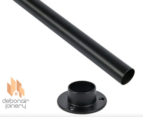 Matt black 25mm round wardrobe - matt,