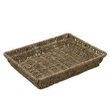 JVL Seagrass Hand Woven Rectangular Storage Tray ideal for Home, Office or Uni