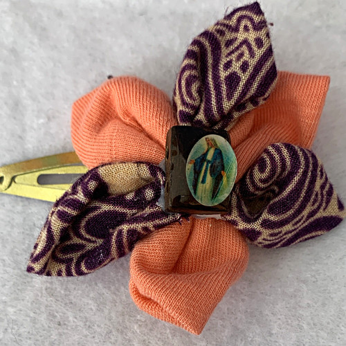 Peach purple floral - peach,
