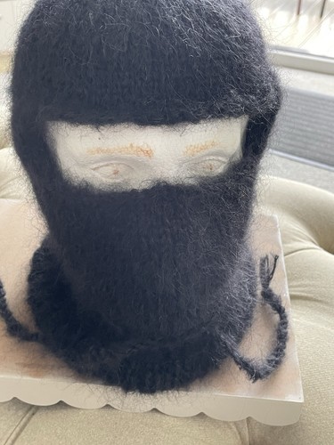 Black mohair balaclava with - black,