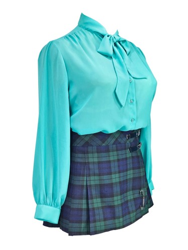 Aqua green vintage pussybow
