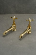 long nose brass basin taps - LONG reach - belfast sink - antique - faucet