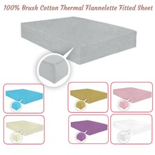 Thermal Flannelette Fitted Sheets 100%Brushed Soft Cotton 25cm Deep Fitted Sheet