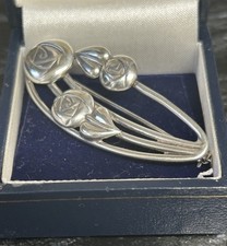 Vintage Sterling Silver Charles Rennie Mackintosh Rose Brooch hallmarked MO 925