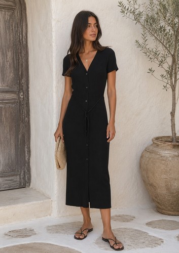 Zara black ribbed - black,