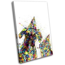 Dog Cat Colourful Abstract Animals SINGLE CANVAS WALL ART Picture Print