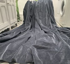 Cotton Velvet Curtains, Blue Grey, HUGE 3.6m, 134"W x 85 " L, Never Used