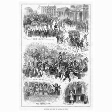 The Derby Day From the Langham to Epsom - Antique Print 1883