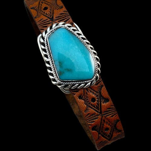 Real turquoise leather - turquoise,