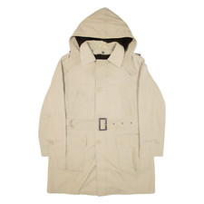 MELKA Fleece Lined Mens Parka Coat Beige Hooded L