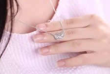 Women's Delicate Trendy Silver Feather Pendant Necklace Jewellery Gift UK