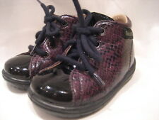 BURGUNDY/BLACK 'LEATHER' FALCOTTO NATURINO BABY LACE-UP SHOES EUR 19, 6/9 MONTHS