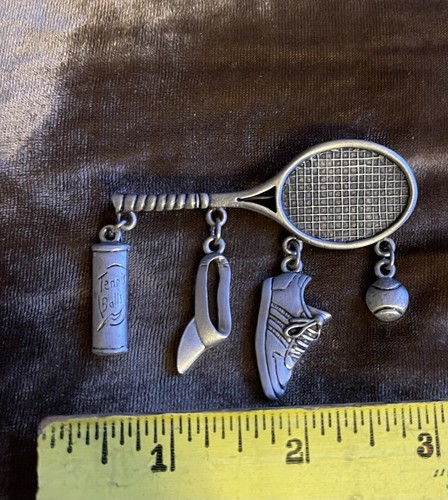 Vintage pewter tone tennis - tone,
