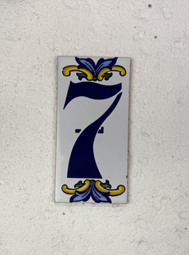 Vintage spanish ceramic number - vintage,