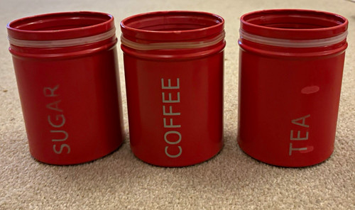 Red metal tea coffee sugar - red,