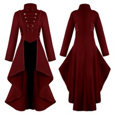 Women Gothic Steampunk Button Corset Costume Coat Tailcoat Jacket Overcoat UK