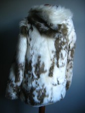 FAUX FUR COAT JACKET 6 pony cow size  teddy furry hood animal print ASOS