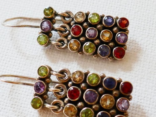 Multi gemstone earrings - multi,