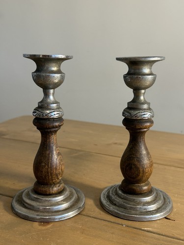 Pair antique wooden oak wood - wooden,