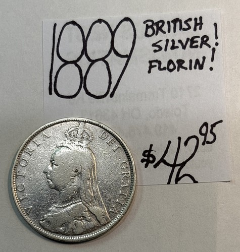 1889 british silver one - one, florin