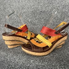 The ART Company multi leather easy fasten comfort tiered cork heeled sandals 36