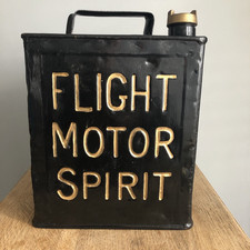 Vintage Flight Motor Spirit Black 2 Gallon Petrol Can With Brass Cap Valor 3 37
