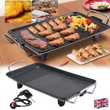 Electric Teppanyaki Grill BBQ Table Top Hot Plate Griddle 1360W 40cmx23cm UK