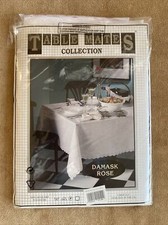 Damask Rose Jacquard Polyester  White Square Tablecloth 130cm (51”)