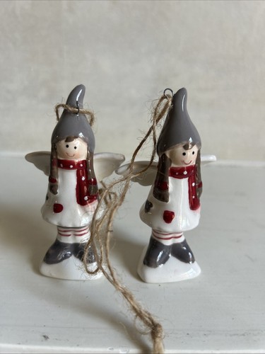 Two china angels christmas - two,