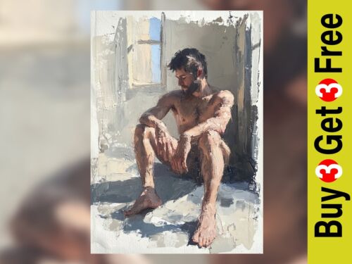 Sunlit nude male figure - nude,