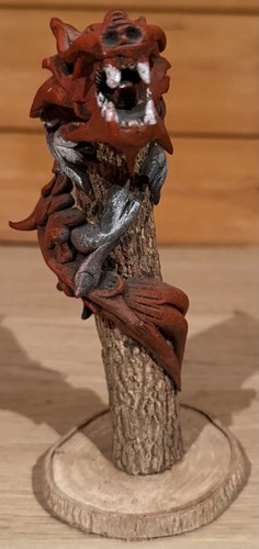 Rustic hand painted red dragon - rustic,