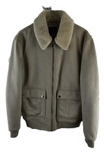 RIVER ISLAND Grey Faux Leather Bomber Jacket size M Mens Full Zip Casual