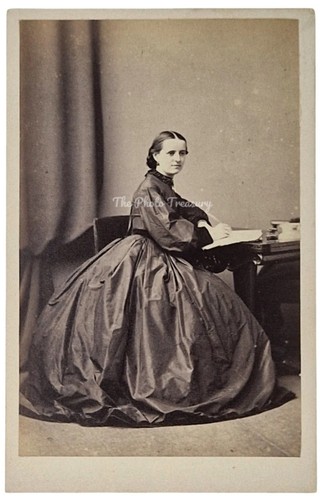 Cdv pretty lady writing - cdv,