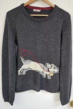 Cath Kidston Sausage Dog Jumper Size Small Grey Dachshund Knitted Sweater