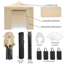 All Seasons Gazebos 3x3m Waterproof Pop Up Gazebo with 4 Premium Side Walls.