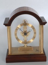 EMES IN-LINE SKELETON MANTEL CLOCK part mechanical battery powered WORKING ORDER