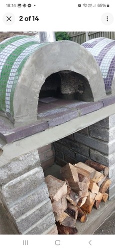 Pizza oven fire - pizza, bricks