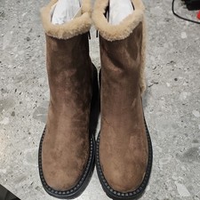 Women’s  Very Fashion Taupe Faux Fur winter ankle boots UK 7 EU 40  New