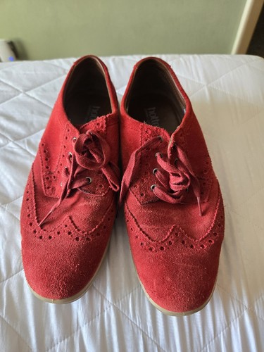 Mens red suede shoes by - red, 7.