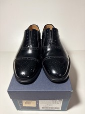 New Charles Tyrwhitt Black Oxford Semi Brogue Lace Up Sz 7.5 G Fit