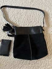 Clarks Black Leather and Faux Suede Shoulder Bag Crossbody 