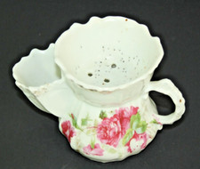 Bright Flower Scene Miss Fired? Vintage Ceramic Shaving Jug Mug 10cm Tall