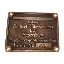 Railwayana Brass Worksplate