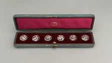 6 MATCHED ART NOUVEAU STYLE BUTTONS FITTED CASE - SOME PARTIAL SILVER HALLMARKS