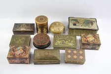 Collection of Tin Metal Boxes Antique Vintage Brass Asian Paper Mache Cigarette 